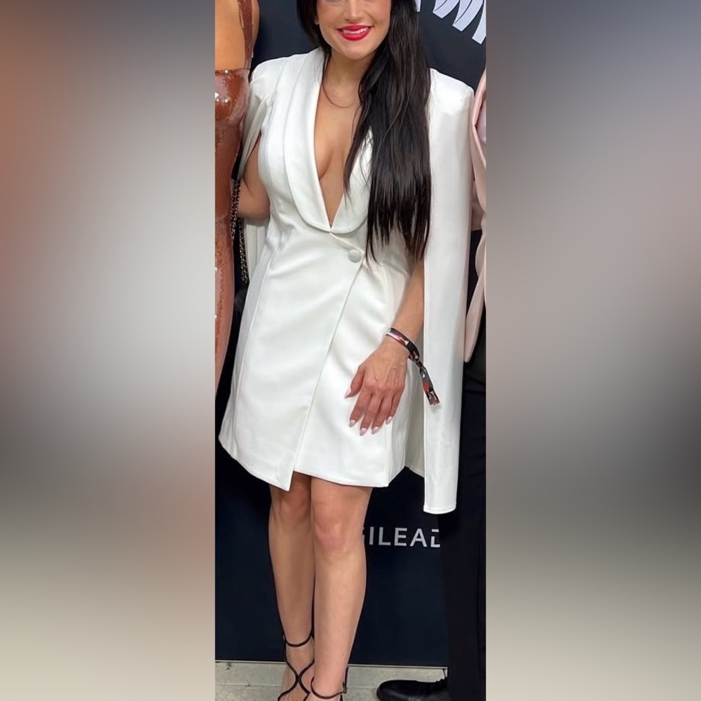 Elegant White Cape Dress